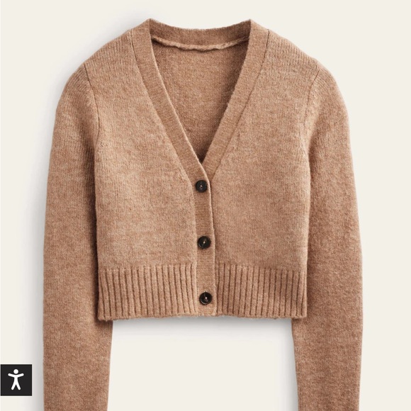 Boden Fluffy Cropped V-Neck Cardigan - Picture 3 of 8